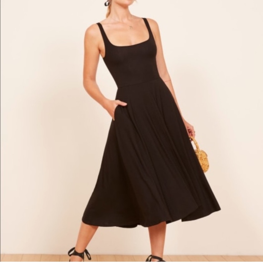 Reformation dress, midi length size small black